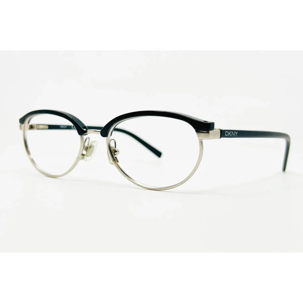 DKNY Eyeglasses Womens Black Silver Pre-owned Browline DY 5623 51-17-135
